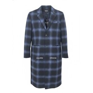 NWT boohooMAN Limited Edition Blue Oversized Brushed Check Overcoat M